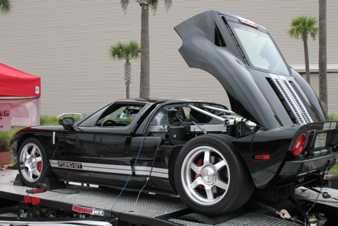 they don't get much prettier - gt40 on the dyno at performance racing's trade show in orlando
